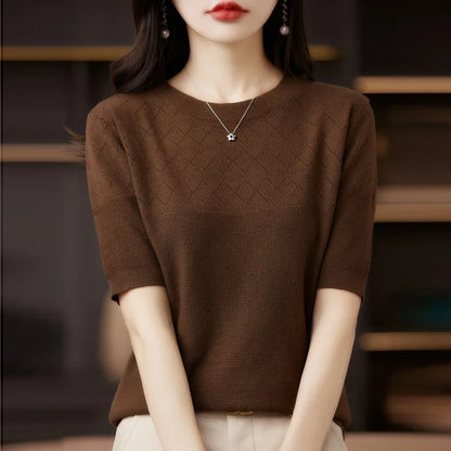 Summer Thin Knitted T Shirts for Women Casual Tees Ladies Fashion Blusas Harajuku T-Shirts Ropa Mujer Elegant Tops Woman Clothes NovaCart