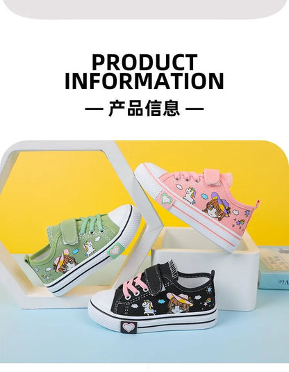 Children's  New Spring Canvas Shoes Cartoon Graffiti Children's Casual Shoes for Girls Comfort Fashion Kids Flat Tennis Sneakers NovaCart