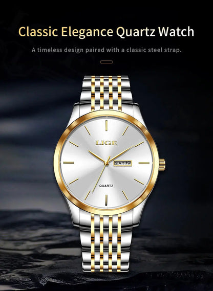 2025 LIGE Men Business Watches Top Brand Luxury Man Wristwatch Waterproof Luminous Date Week Quartz Men's Watch High Quality+Box NovaCart