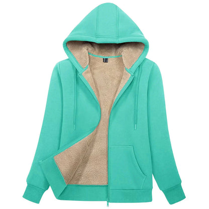 Sherpa-Lined Fleece Zip-Up Hoodie Jacket Women FitiqueFit