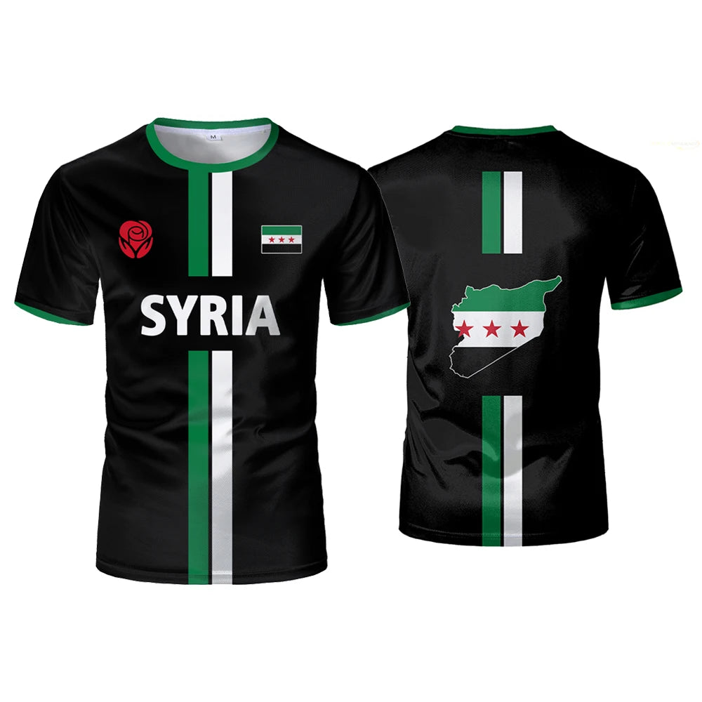 Syria Football T-Shirt Summer Sports Breathable Quick-drying Men's Tops Syrian Flag Map Print Short Sleeve Jersey Kid's Clothes NovaCart
