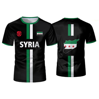 Syria Football T-Shirt Summer Sports Breathable Quick-drying Men's Tops Syrian Flag Map Print Short Sleeve Jersey Kid's Clothes NovaCart