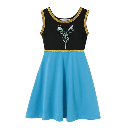 Children's Casual Dress for Girls Mermaid Rapunzel Dress One-Shoulder Sling Short Sleeve Princess Costume Summer Casual Vest NovaCart