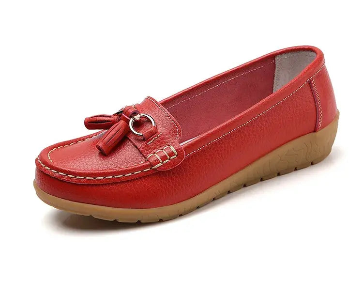 Women's Loafers White Shoes For Woman Genuine Leather Flats And Loafers Slip On Comfortable Woman Shoes Leather Women Moccasins NovaCart