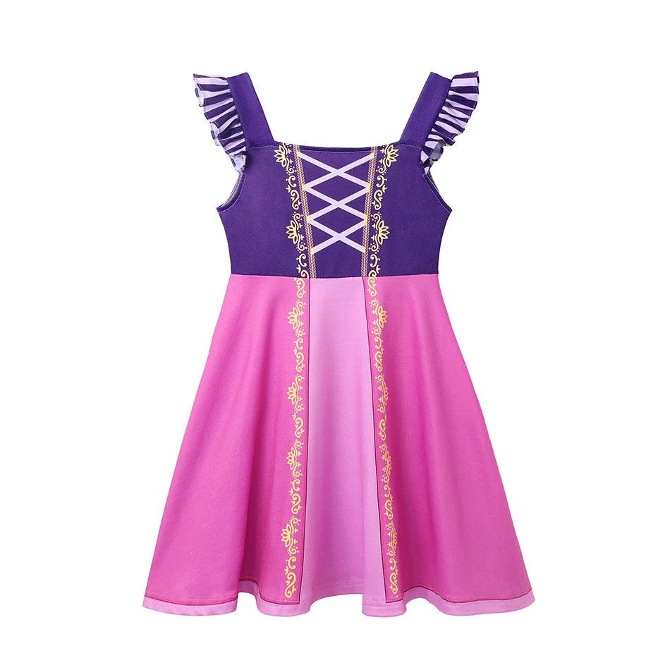 Children's Casual Dress for Girls Mermaid Rapunzel Dress One-Shoulder Sling Short Sleeve Princess Costume Summer Casual Vest NovaCart