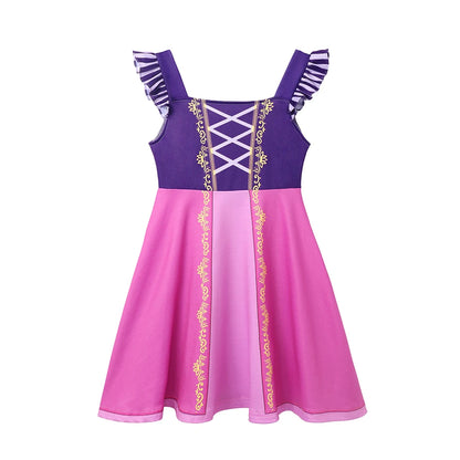 Children's Casual Dress for Girls Mermaid Rapunzel Dress One-Shoulder Sling Short Sleeve Princess Costume Summer Casual Vest NovaCart