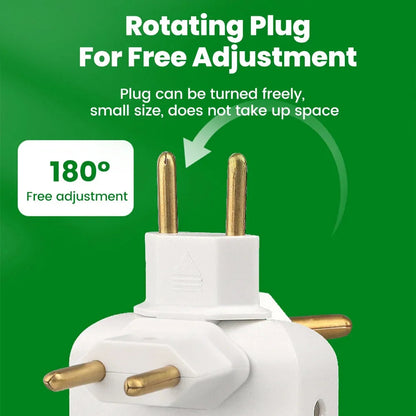 180° Rotatable Travel EU Extension Socket 3-in-1 Universal Power Converter European Standard Wireless Outlet Adapter 250V 2500W Pi-Mart