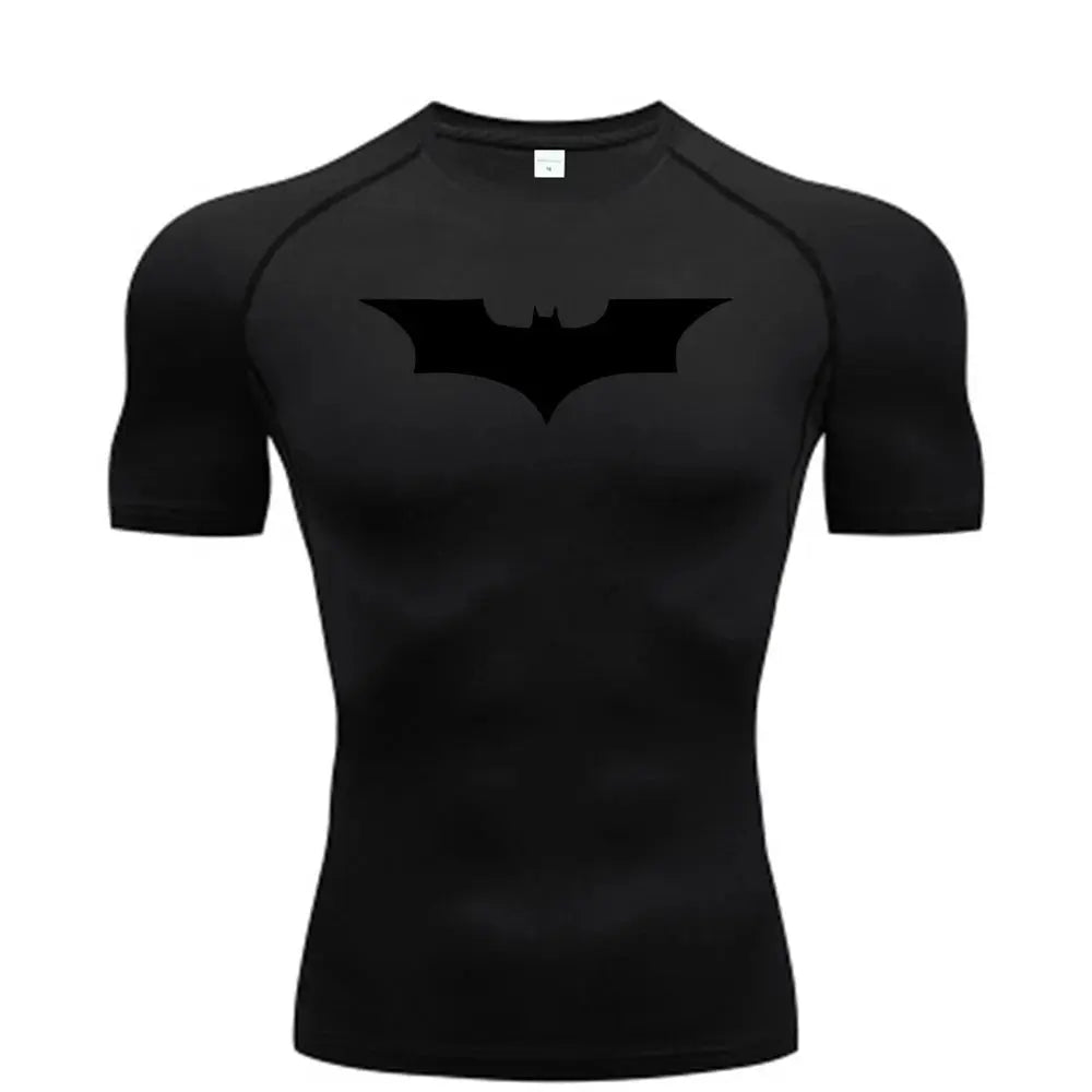 Bat Printed Men's Tight T-Shirt Running Compression Compression T Shirt Gym Fitness Jogging Short Sleeve Male Casual Shirt Tops NovaCart