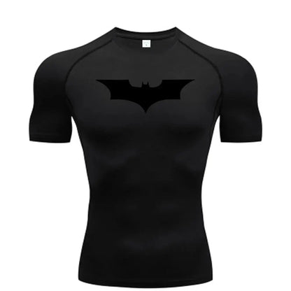 Bat Printed Men's Tight T-Shirt Running Compression Compression T Shirt Gym Fitness Jogging Short Sleeve Male Casual Shirt Tops NovaCart