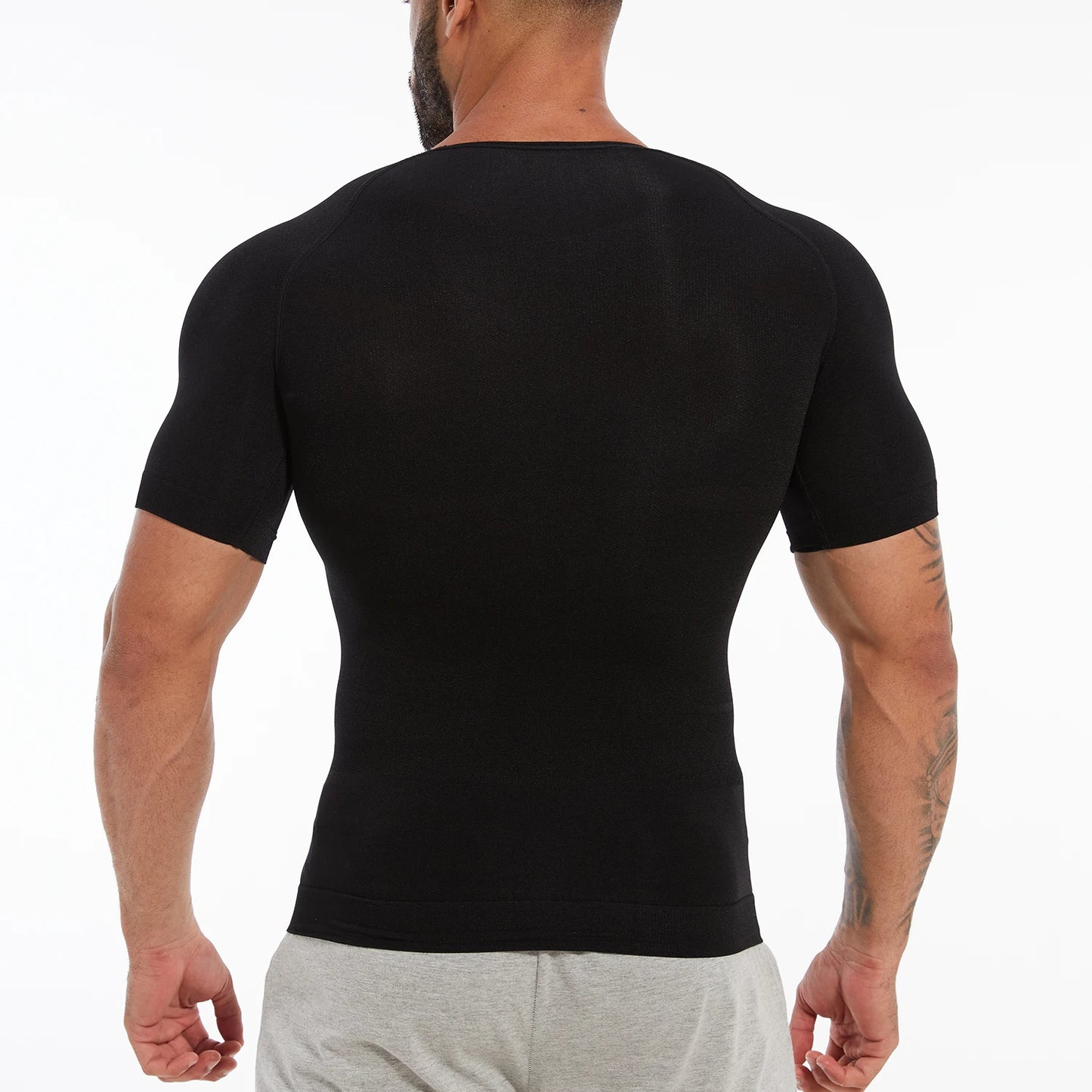 Men's Short Sleeve Compression T-Shirt V-neck Shapewear Tummy Control Flat Belly Tank Top Fitness Workout Slimming Body Shaper NovaCart