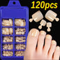 120Pcs 9-Colors French Fake Toenails Summer Short Sqaure Press On Toe Nails Tips Glossy Nude/Pink/Brown Full Cover False Toenail NovaCart