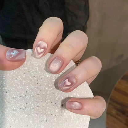 24Pcs Short Square Coffin False Nails Square Fake Nails with Glue French Glitter Wearable Acrylic Nails Set Press on Nail Tips NovaCart