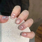 24Pcs Short Square Coffin False Nails Square Fake Nails with Glue French Glitter Wearable Acrylic Nails Set Press on Nail Tips NovaCart