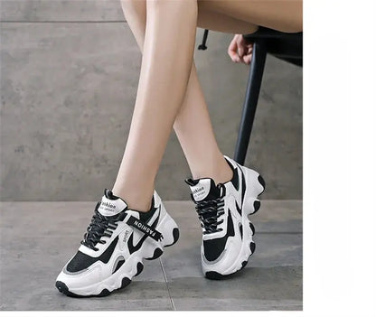 CINESSD 2023 Trendy Mesh Platform Sneakers Leather Shoes Breathable Casual Sports Shoes Women Flats NovaCart