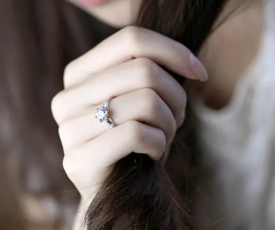 Luxury 925 Sterling Silver Classic Ring for Women Six claw jewelry simple 70ct diamond ring imitation diamond women's ring NovaCart