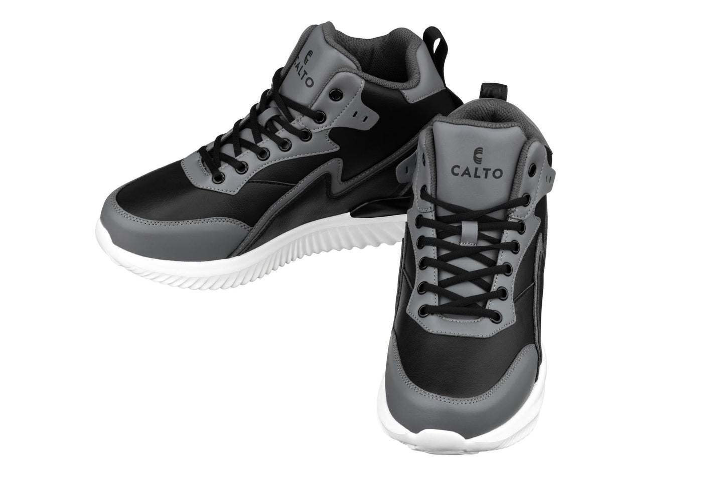 CALTO - S3061 - 4 Inches Taller (Black/Grey) - Lightweight Sneakers Tallmenshoes.com