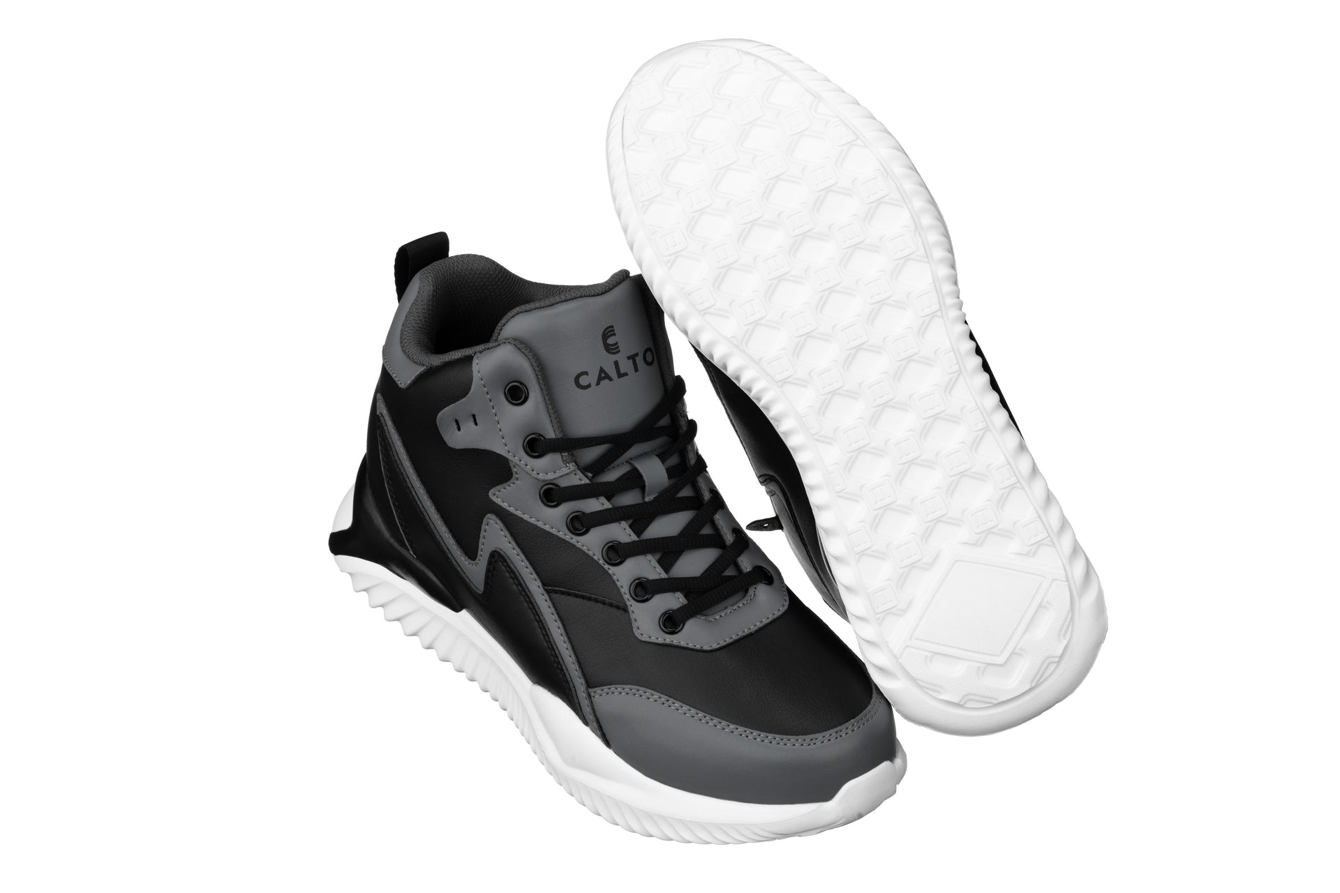 CALTO - S3061 - 4 Inches Taller (Black/Grey) - Lightweight Sneakers Tallmenshoes.com