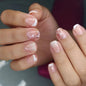 24Pcs Short Square Coffin False Nails Square Fake Nails with Glue French Glitter Wearable Acrylic Nails Set Press on Nail Tips NovaCart