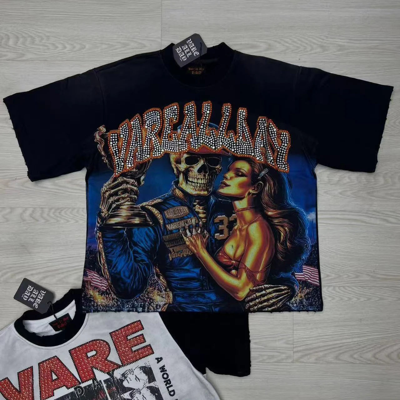 2026 New Fashion Streetwear Shinning Diamond Baggy Tshirts for Men and Women Short Sleeve Rhinestone Cotton Top Tees Oversized NovaCart