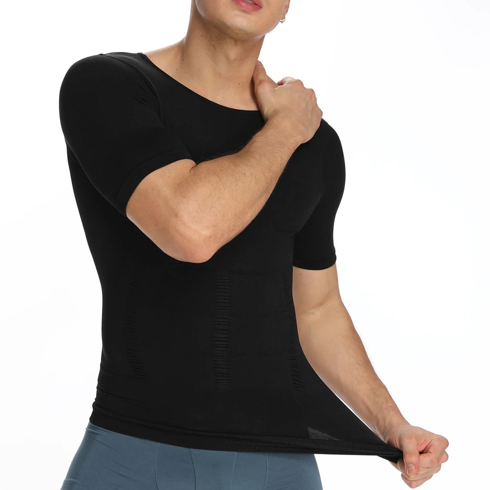 2PCS Men's Body Shaper Slimming Vest T-Shirt Elastic Slim Shapewear Compression Undershirts Tummy Control Waist Trainer Tank Top NovaCart
