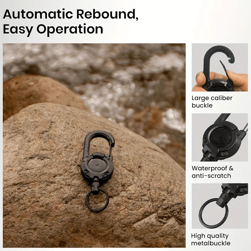 Outdoor Retractable Key Chain Mountaineering Buckle Key Chain Anti-loss Anti-theft High Rebound Easy To Pull Pi-Mart