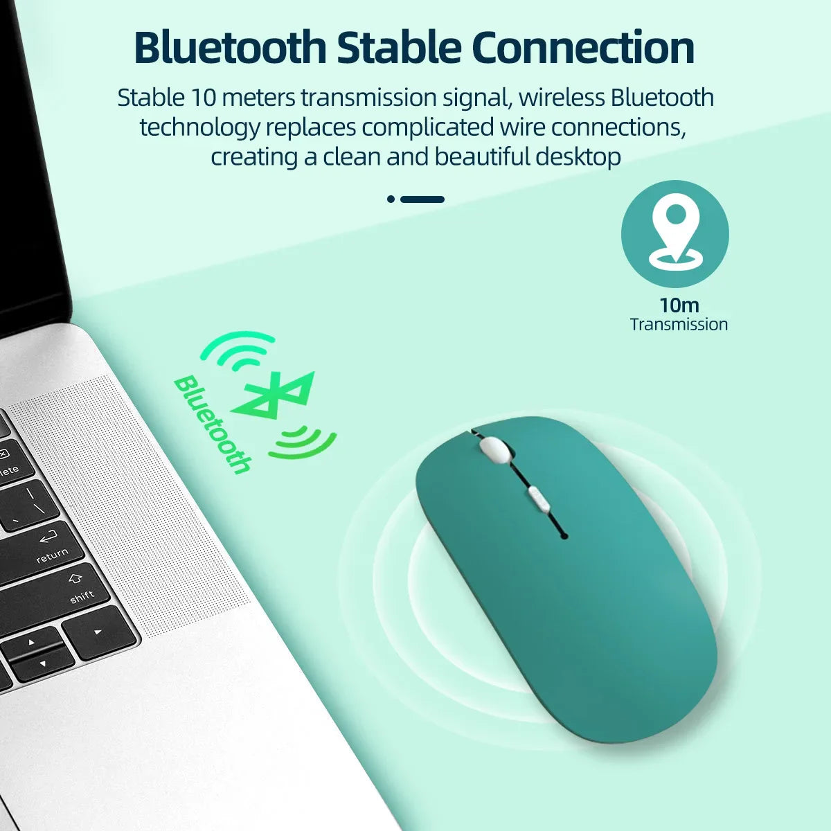 Bluetooth 5.0 Wireless Mouse Ultra Slim Portable Silent Ergonomic for Laptop Tablet PC MacBook Phone Adjustable DPI Ergonomic Pi-Mart