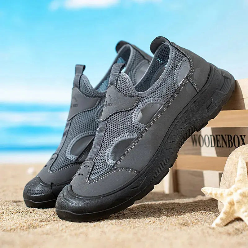 2025 Summer Men's Sandals New Hollow Breathable Beach Shoes Ultra Light Anti Slip Summer Casual Shoes Walking Shoes NovaCart
