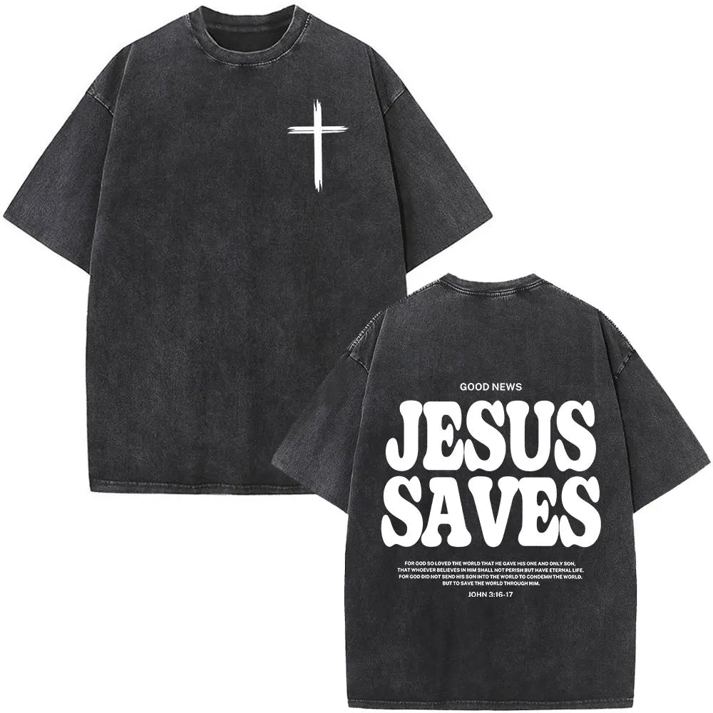 Christian Jesus Faith Over Fear Bible Verse Washed T-shirts Men Women Fashion Vintage Oversized T Shirts Harajuku Cotton T-shirt NovaCart