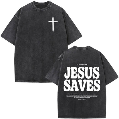 Christian Jesus Faith Over Fear Bible Verse Washed T-shirts Men Women Fashion Vintage Oversized T Shirts Harajuku Cotton T-shirt NovaCart