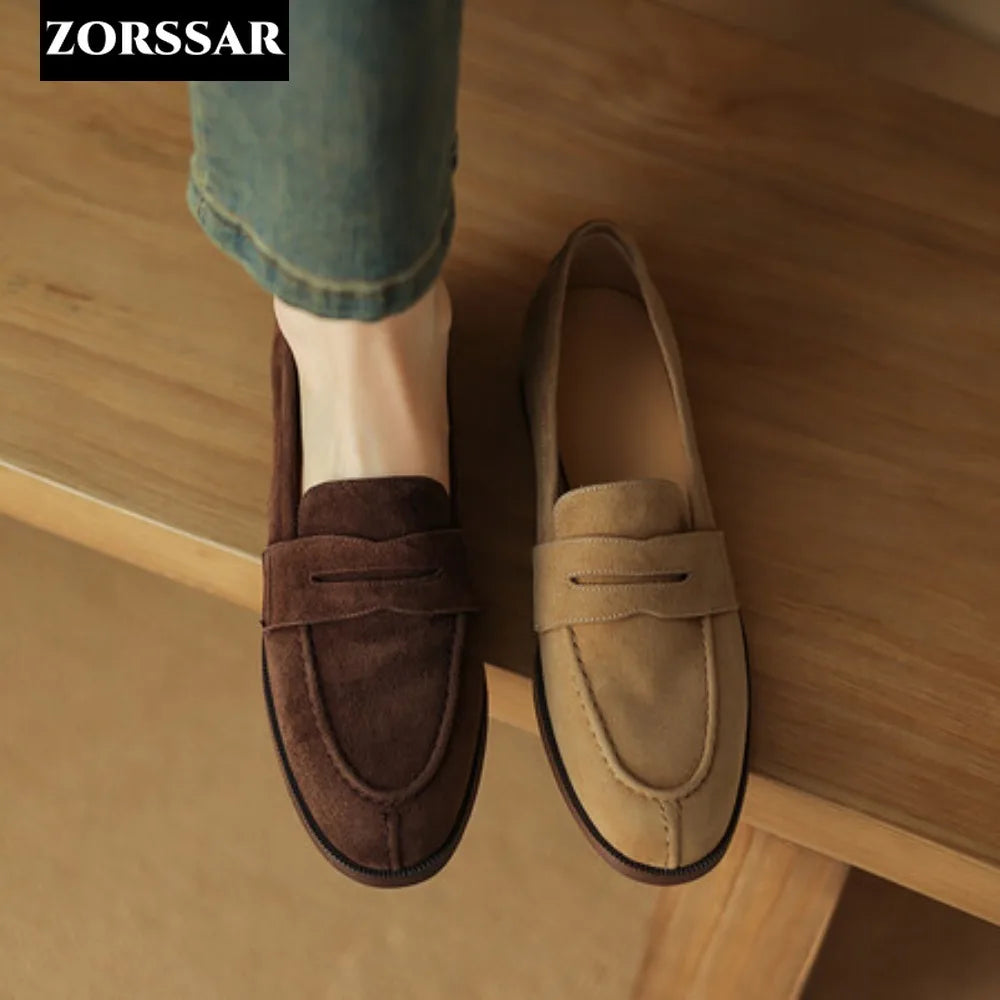 Shoes for Women 2024 Summer Brown Casual Flats Ladies Shoe Fashion Suede Loafers Soft Sole Non-Slip Feminino Zapatos Mujer NovaCart