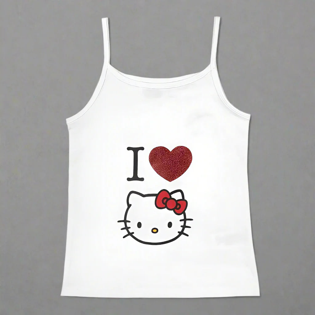 Y2K Hello Kitty Crop Top – Emo Girls Vintage Punk Tank FitiqueFit