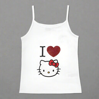Y2K Hello Kitty Crop Top – Emo Girls Vintage Punk Tank FitiqueFit