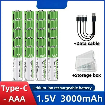 2025NEW Lithium-Ion Battery Type-C Rechargeable High-Capacity Battery AA&AAA Battery For remote control, mouse, electric toys Pi-Mart