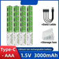 2025NEW Lithium-Ion Battery Type-C Rechargeable High-Capacity Battery AA&AAA Battery For remote control, mouse, electric toys Pi-Mart