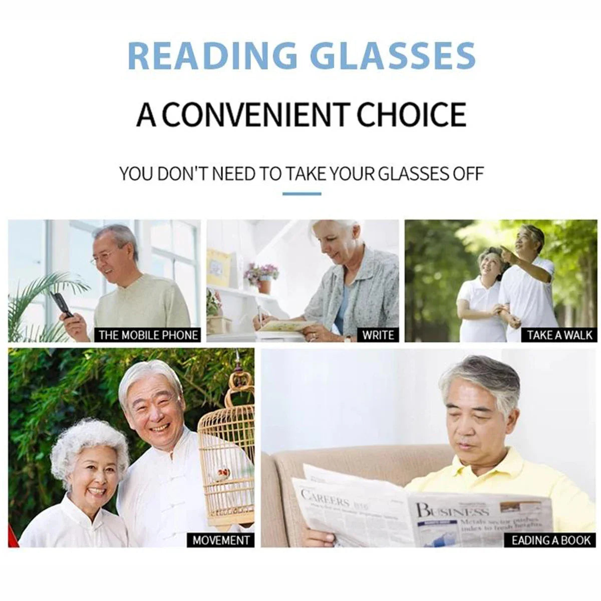 BARCUR Original Classic Presbyopia Glasses for Men and Women High-Quality Plastic Frame with Hinge Splicing Pattern and Mirror Legs Transparent AC Lenses for Reading Stevvex