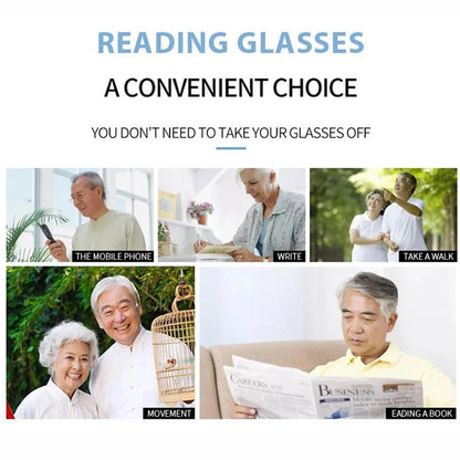 BARCUR Original Classic Presbyopia Glasses for Men and Women High-Quality Plastic Frame with Hinge Splicing Pattern and Mirror Legs Transparent AC Lenses for Reading Stevvex