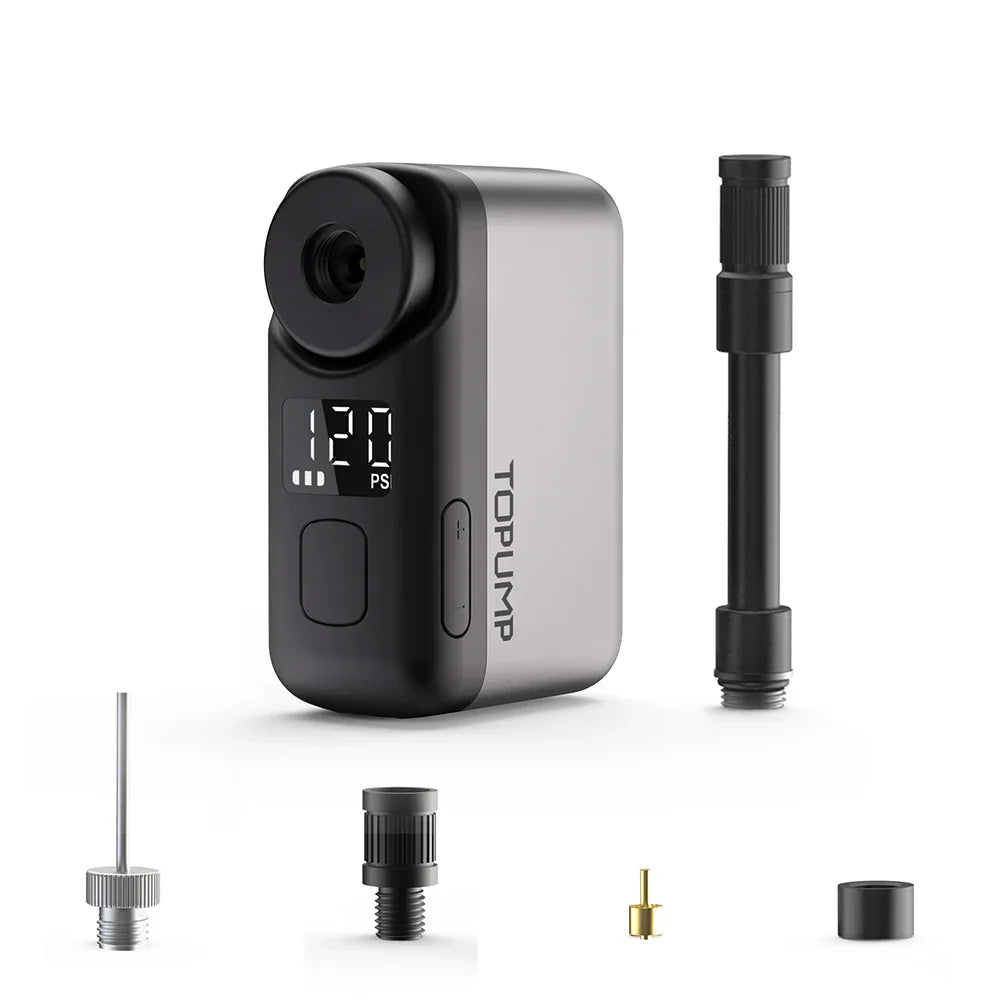 TOPUMP TB2 PRO Electric Mini Portable Pump for Bike Cordless Tire Inflator 120PSI Max 450mAh Battery with Display Fast Charging Pi-Mart