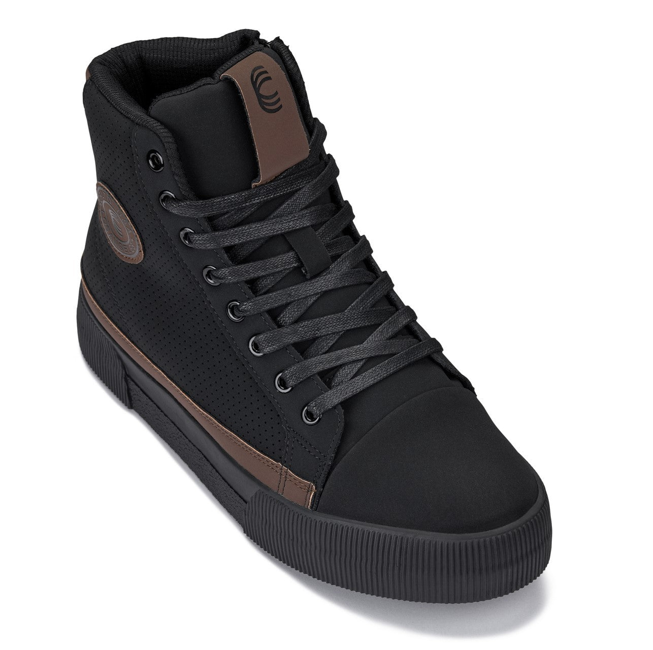 CALTO - S3422 - 2.4 Inches Taller (Black/Coffee Brown) - Cap Toe High Top Zip-Up Sneaker Boots Tallmenshoes.com