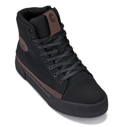 CALTO - S3422 - 2.4 Inches Taller (Black/Coffee Brown) - Cap Toe High Top Zip-Up Sneaker Boots Tallmenshoes.com