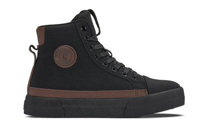 CALTO - S3422 - 2.4 Inches Taller (Black/Coffee Brown) - Cap Toe High Top Zip-Up Sneaker Boots Tallmenshoes.com