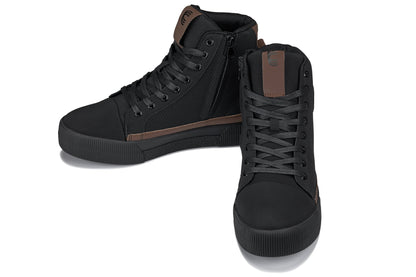 CALTO - S3422 - 2.4 Inches Taller (Black/Coffee Brown) - Cap Toe High Top Zip-Up Sneaker Boots Tallmenshoes.com