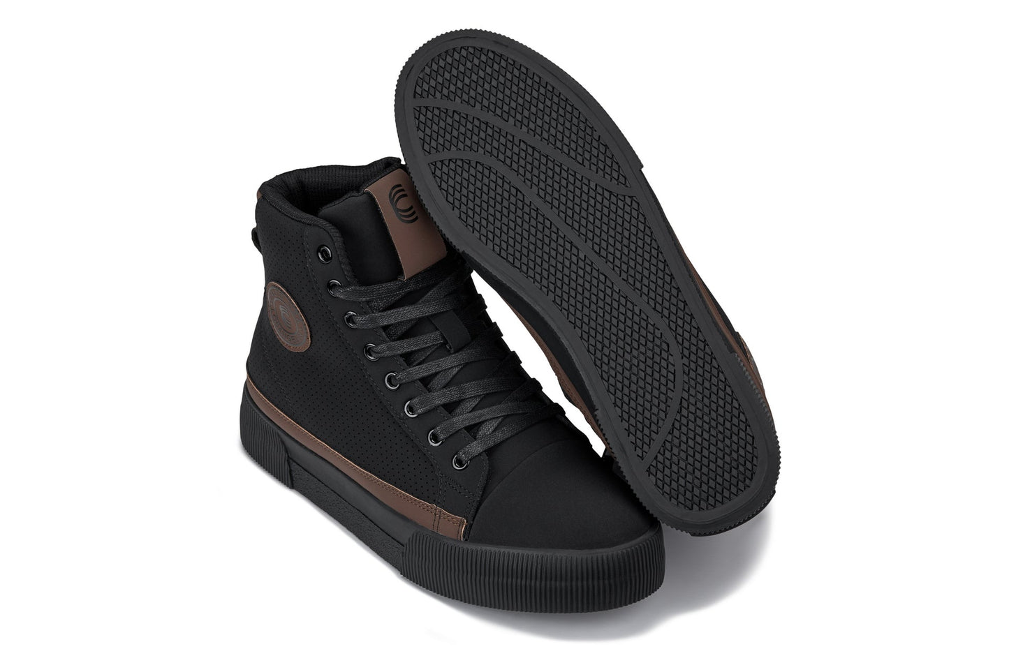 CALTO - S3422 - 2.4 Inches Taller (Black/Coffee Brown) - Cap Toe High Top Zip-Up Sneaker Boots Tallmenshoes.com