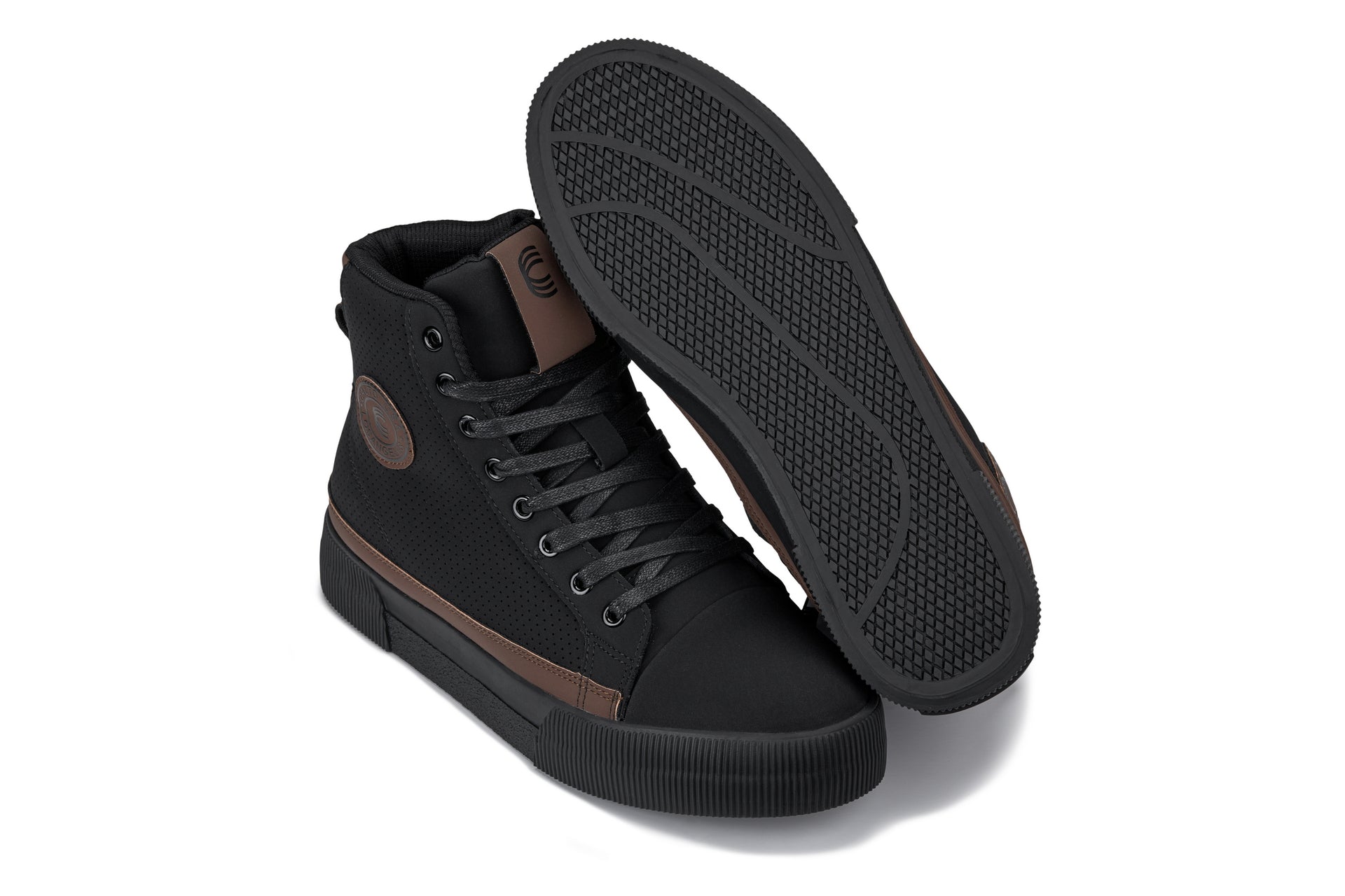 CALTO - S3422 - 2.4 Inches Taller (Black/Coffee Brown) - Cap Toe High Top Zip-Up Sneaker Boots Tallmenshoes.com