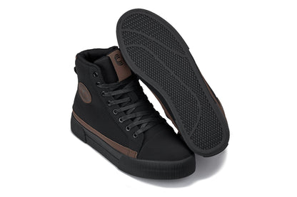 CALTO - S3422 - 2.4 Inches Taller (Black/Coffee Brown) - Cap Toe High Top Zip-Up Sneaker Boots Tallmenshoes.com