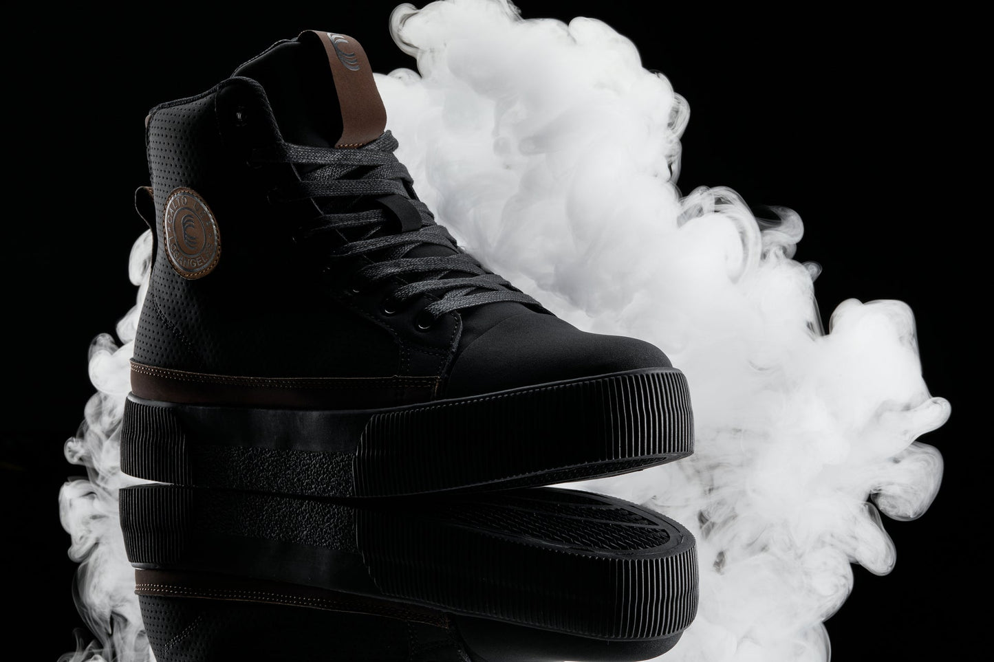 CALTO - S3422 - 2.4 Inches Taller (Black/Coffee Brown) - Cap Toe High Top Zip-Up Sneaker Boots Tallmenshoes.com