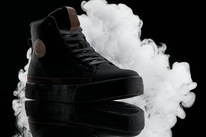 CALTO - S3422 - 2.4 Inches Taller (Black/Coffee Brown) - Cap Toe High Top Zip-Up Sneaker Boots Tallmenshoes.com
