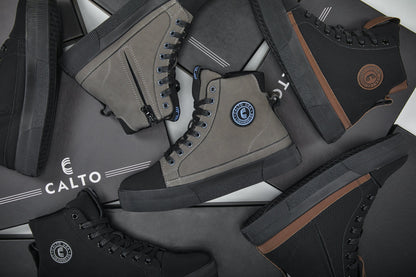 CALTO - S3422 - 2.4 Inches Taller (Black/Coffee Brown) - Cap Toe High Top Zip-Up Sneaker Boots Tallmenshoes.com