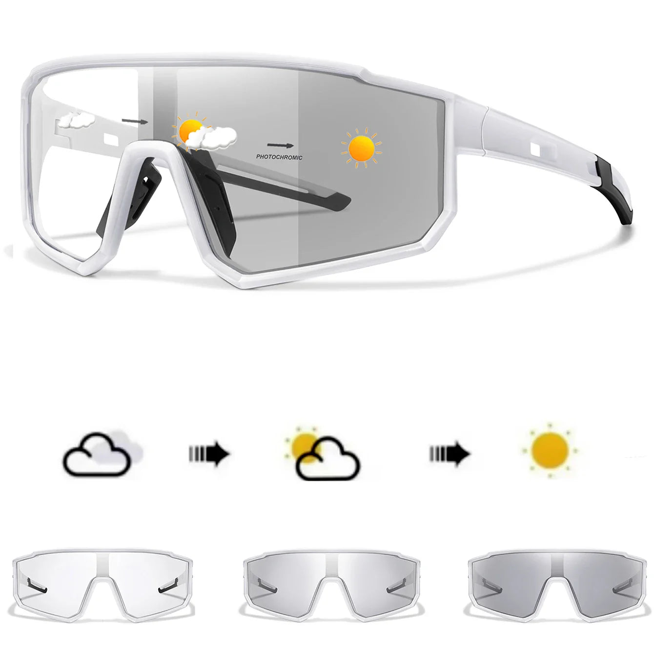 Fashion Brand Men Women Bicycle Photochromic Eyewear MTB Bike Fishing Running Cycling Sports Sunlasses Comfortable Goggles Pi-Mart