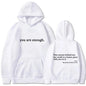 Autumn Winter Men Hooded Dear Person Behind Me You Are Enough Print Fashion Sweatshirt Hip Hop Casual Unisex Clothing NovaCart