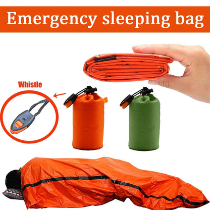 Portable Waterproof Emergency Survival Sleeping Bag Outdoor Edc Camping Gear Thermal Sack First Aid Rescue Kit Mylar Blanket Pi-Mart